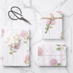 Hübsche rosa Blumen-Brautparty Geschenkpapier Set