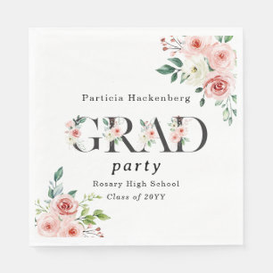 Hübsche rosa Blumen GRAD benutzerdefinierte Party- Serviette