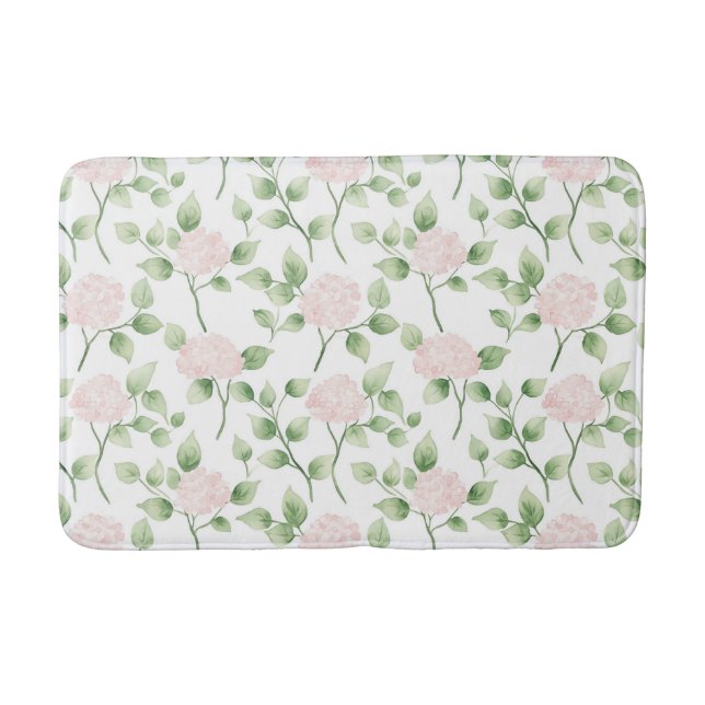 Hübsche rosa Blumen grüne Blätter   Badematte (Vorderseite)