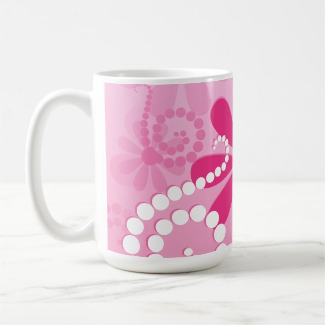Hübsche rosa Blumen-niedliches Retro Kaffeetasse (Links)
