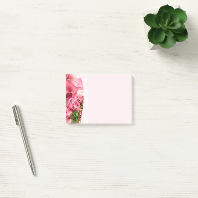 Hübsche rosa Blumen Post-It Notes Klebezettel (Büro)