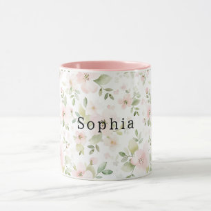 Hübsche rosa Blumen Tasse