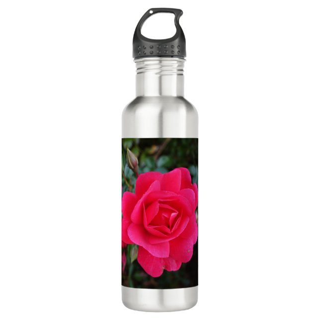 hübsche Rosa-Blumenfotografie Edelstahlflasche (Vorderseite)