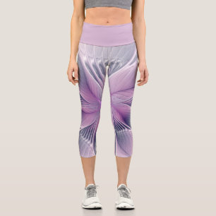 Hübsche rosa Blüten moderne abstrakte Fraktal-Kuns Capri Leggings
