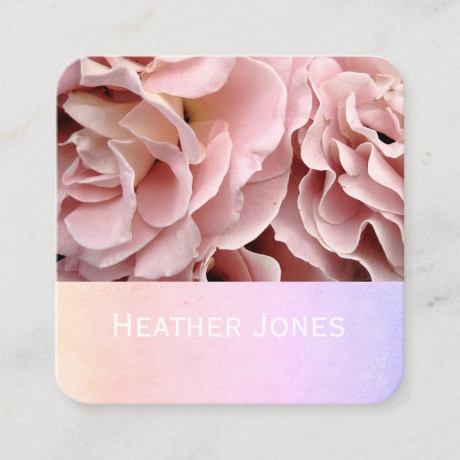 hübsche Rosa Blütenblätter Blumenfotografie Quadratische Visitenkarte (Vorderseite)