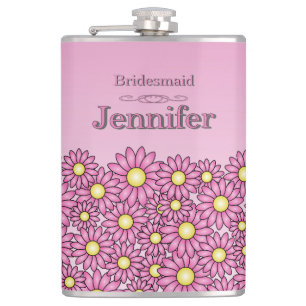 Hübsche Rosa Bridesmaid-Blume Flachmann