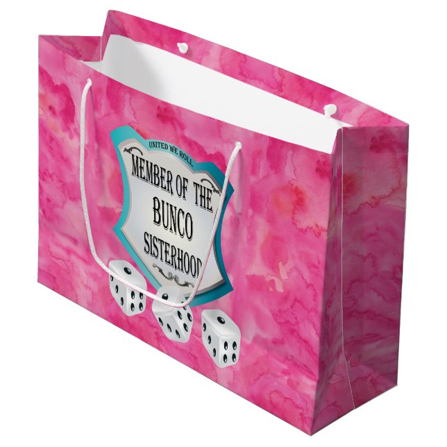 Hübsche rosa Bunco Würfel-Spaß-Mädchen-Nacht Große Geschenktüte (Vorderseite Schrägansicht)