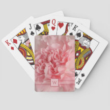 Hübsche rosa Carnation Initials Playing Cards