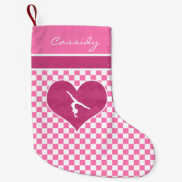 Hübsche rosa Checkered Gymnastik mit Monogramm Kleiner Weihnachtsstrumpf