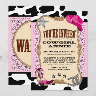 Hübsche rosa Cowgirl-Geburtstags-Party Einladungen