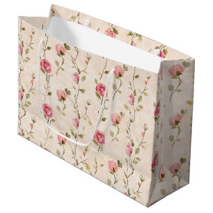 Hübsche rosa cremefarbene Rosen Blumen Brautdusche Große Geschenktüte