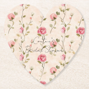 Hübsche rosa cremefarbene Rosen Floral-Brautdusche Untersetzer