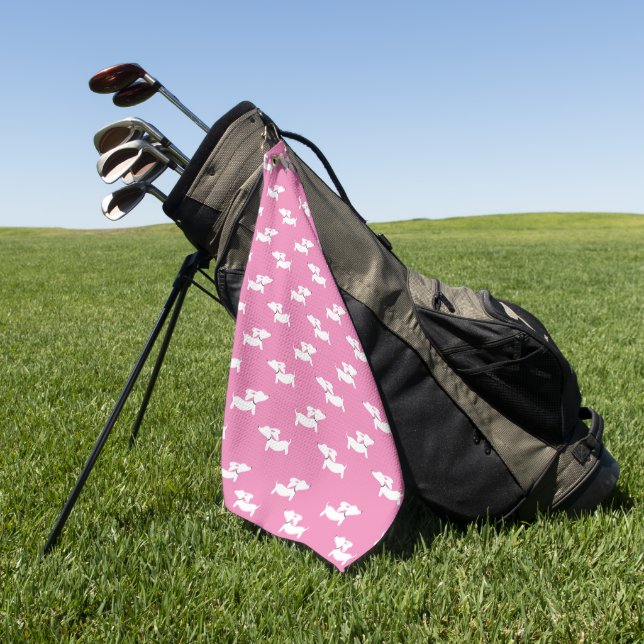 Hübsche rosa Dackel Mama Golfer-Geschenk Golfhandtuch (Gras)