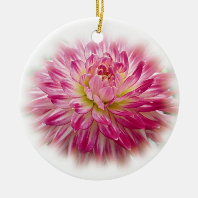 Hübsche rosa Dahlie-Weihnachtsverzierung Keramik Ornament (Vorne)