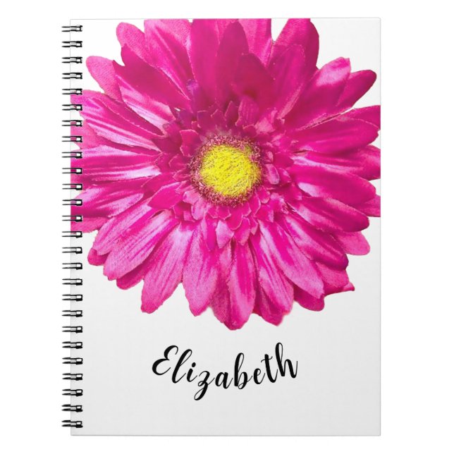 Hübsche Rosa daisy Blume individuelle Name Frauen Notizblock (Vorderseite)