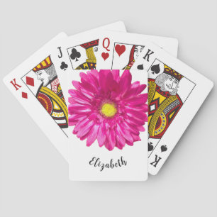 Hübsche Rosa daisy Blume individuelle Name Frauen Spielkarten