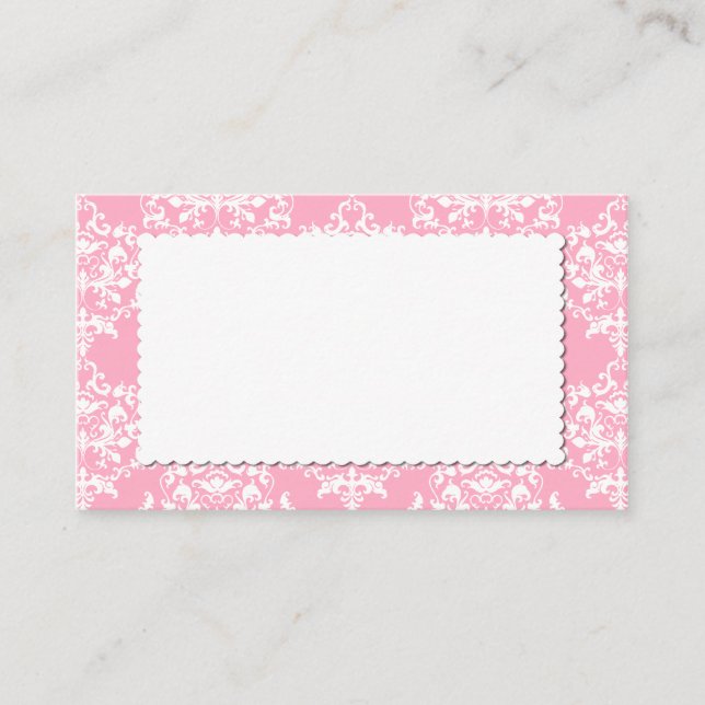 Hübsche rosa Damask Escort-Platzkarte Platzkarte (Vorderseite)