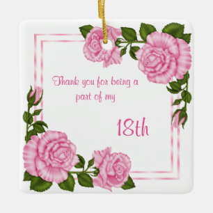 Hübsche rosa Eckblumenstrauß-18. Geburtstag Keramikornament