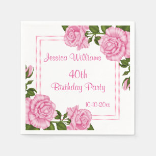 Hübsche rosa Eckbouquets 40. Serviette