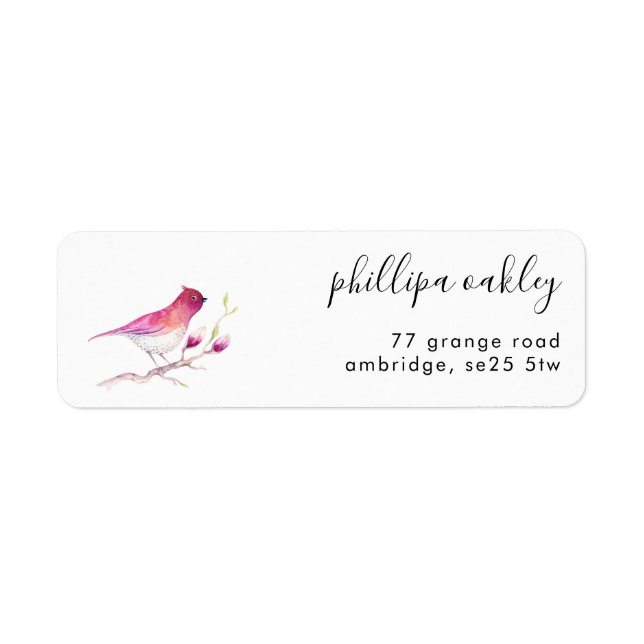 Hübsche Rosa Farbe Bird Rückgabeadresse (Vorne)