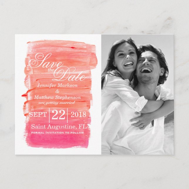 Hübsche rosa Farbe Save the Date Postkarten (Vorderseite)