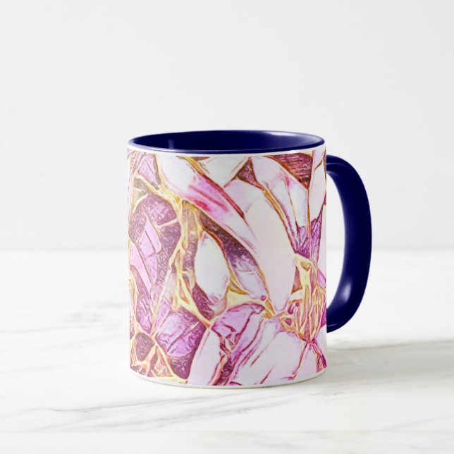 Hübsche Rosa Farben und Imitate Gold Blume Tasse (VorderseiteRechts)