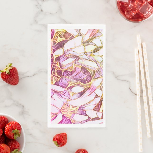 Hübsche Rosa Farben und Imitats Gold Blume Serviette (Beispiel)