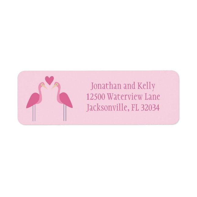 Hübsche rosa Flamingo Niedliche Hochzeit Rücksende (Vorne)