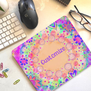 Hübsche rosa florale personalisierte Inspirivity Mousepad