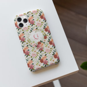 Hübsche rosa Floralien   Anfangsmonogramm  iPhone 16 Pro Max Hülle