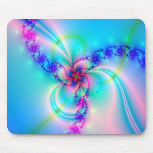 Hübsche rosa Fraktal-Blume Mousepad (Vorne)