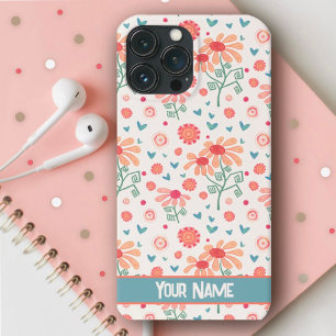 Hübsche Rosa Frühlingsblumen Muster Inspirivity Case-Mate iPhone Hülle