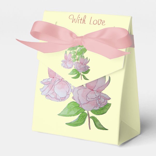 hübsche, rosa Fuchia-Blume und Blumenblätter Geschenkschachtel (Vorderseite)