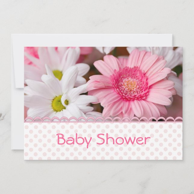 Hübsche rosa Gänseblümchen-Baby-Duschen-Einladung Einladung (Vorderseite)