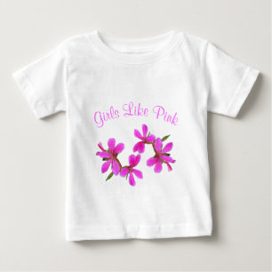 hübsche rosa Gartenblumen, Mädchen mögen Rosa Baby T-shirt