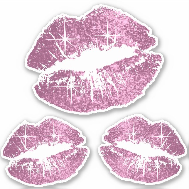Hübsche Rosa Glitzer Lippen - Kiss-Cut Aufkleber (Vorderseite)
