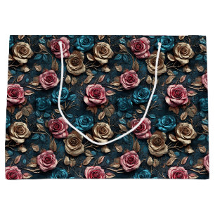 Hübsche Rosa-Gold-Rose Große Geschenktüte