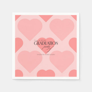 Hübsche rosa Herzen Abschlussfeier Serviette
