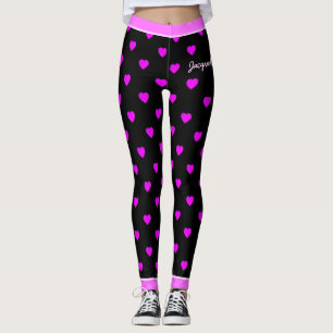 Hübsche rosa Herzen auf BLACK Leggings