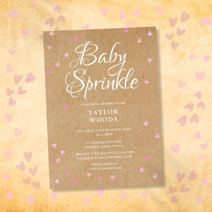 Hübsche rosa Herzen Baby Sprinkle Shower Rustikal Einladung