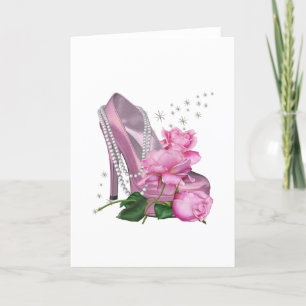 Hübsche rosa High Heel Rose Karte