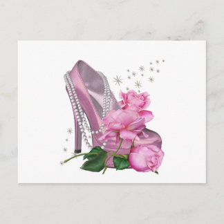 Hübsche rosa High Heel Rose Postkarte