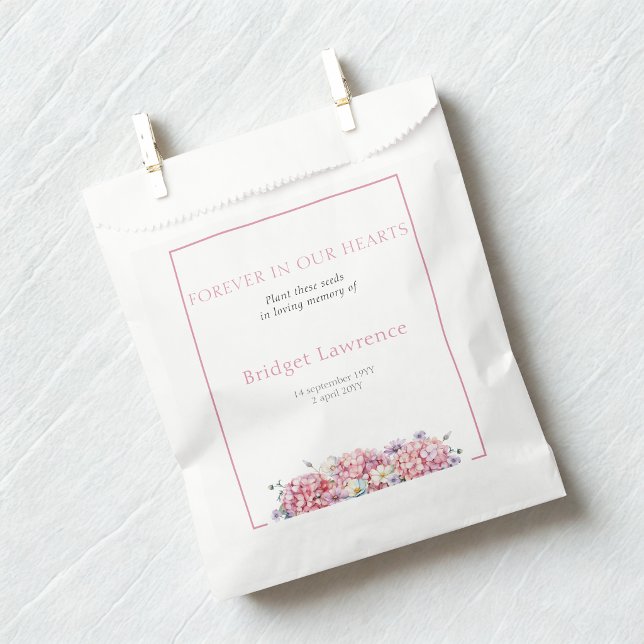 Hübsche rosa Hortensien Trauer-Samenpackung Geschenktütchen (Von Creator hochgeladen)