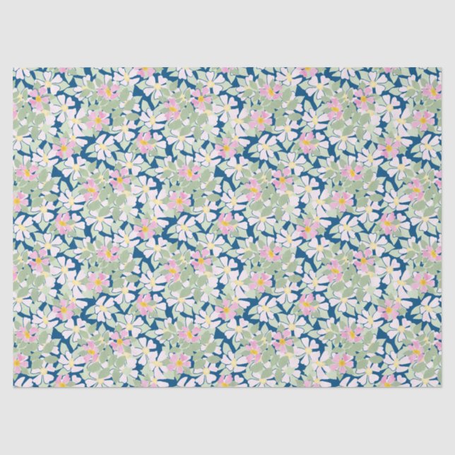 Hübsche, rosa Hundehunde-Rose auf dem Deep Blue Ti Seidenpapier (Vorderseite)