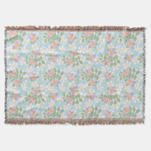 Hübsche rosa HundeRosen auf Himmel-Blau-Muster Decke