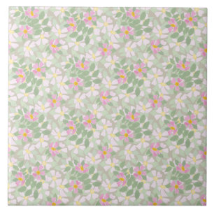 Hübsche rosa Hunderosen auf Taupe-Muster Fliese