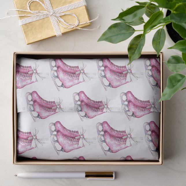 Hübsche Rosa Ice Skate Weihnachten Seidenpapier (Geschenk)