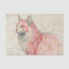 Hübsche rosa Katze und Linien auf Pergament illust Seidenpapier