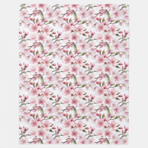 Hübsche rosa Kirschblüten Fleecedecke