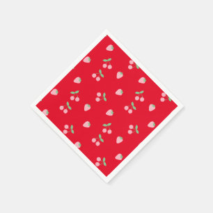 Hübsche Rosa Kirsche Erdbeere Frucht Muster Rot Serviette